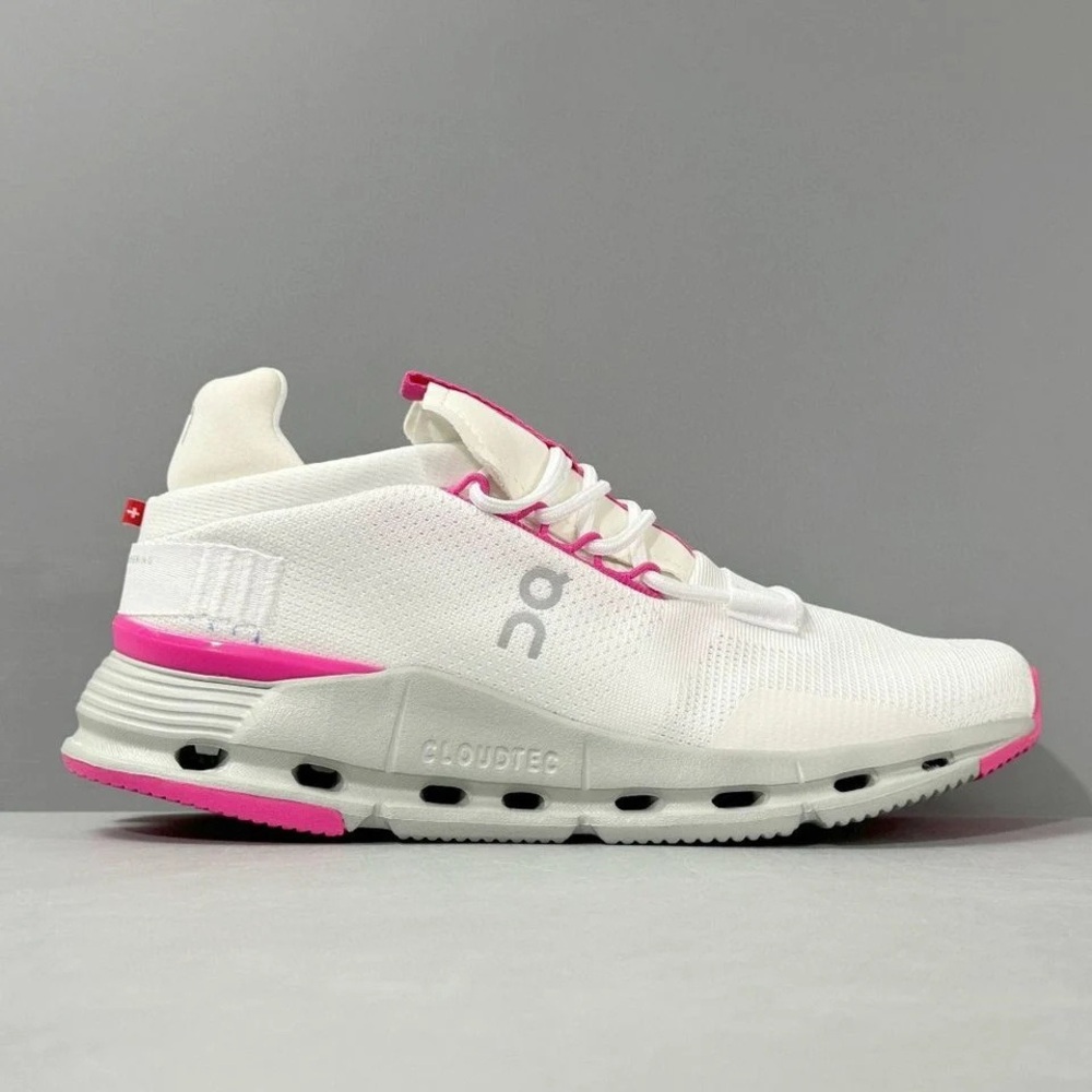 On Cloud Cloudnova White/“Barbie” Pink Running Shoes